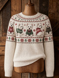 Women's Christmas West Highland  Pattern Casual crew neck sweater