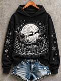 Women's Vintage Santa Sleigh Print Sweatshirt