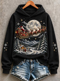 Women's Vintage Santa Sleigh Print Sweatshirt