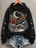 Women's Vintage Santa Sleigh Print Sweatshirt