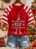 Women's Christmas V-neck Off-shoulder Short-sleeved T-shirt