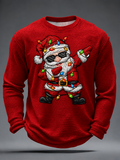Men's Santa Claus Printed Waffle Long Sleeve T-Shirt