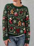 Women's Vintage Christmas Print Cozy Sweater