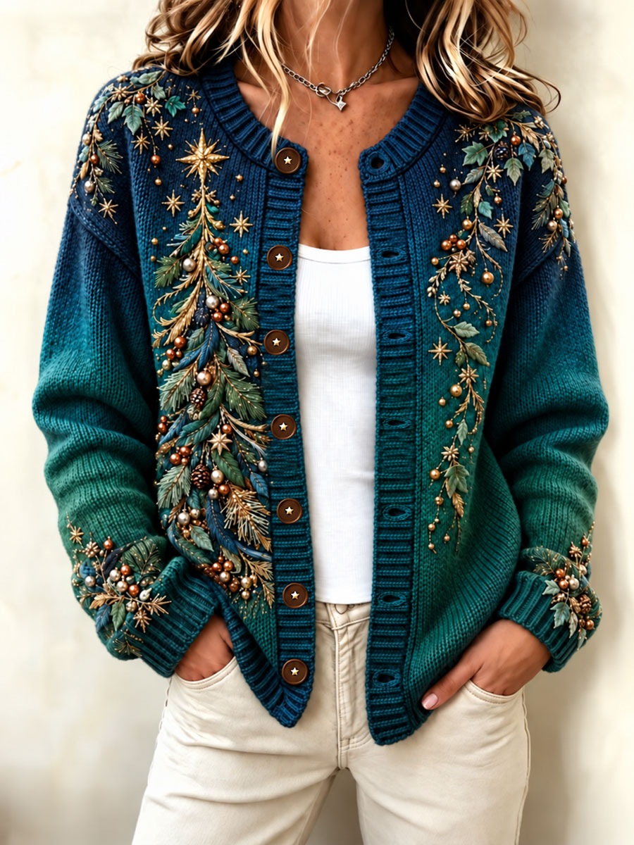 Women's Winter Christmas Tree Cardigan