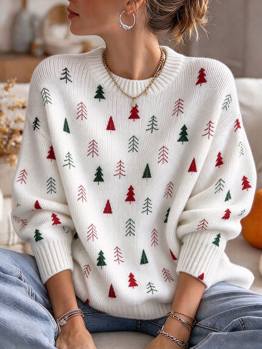 Women's Christmas Tree Crew Neck Sweater