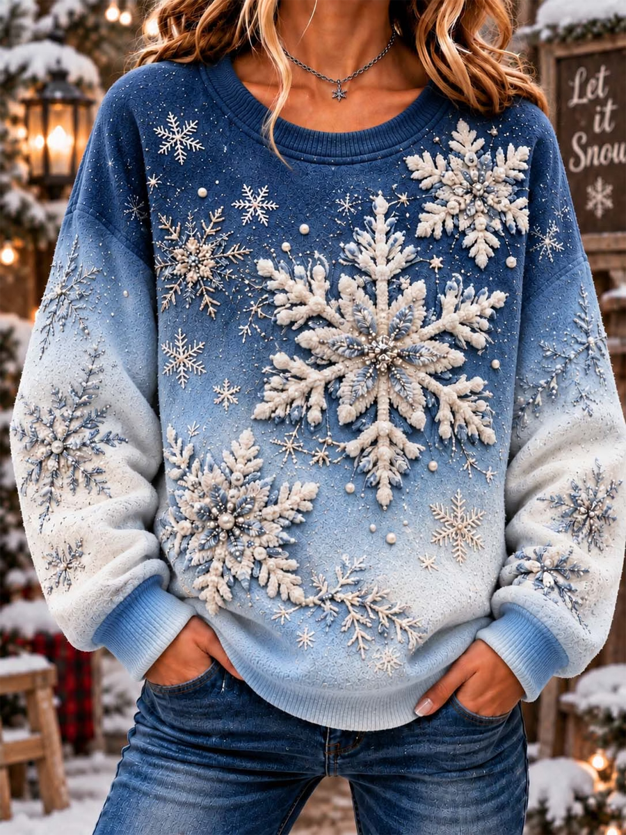 Women's Christmas snowflake print Regular Sweatshirt