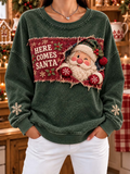 Women's Christmas Santa Claus printed Regular Sweatshirt