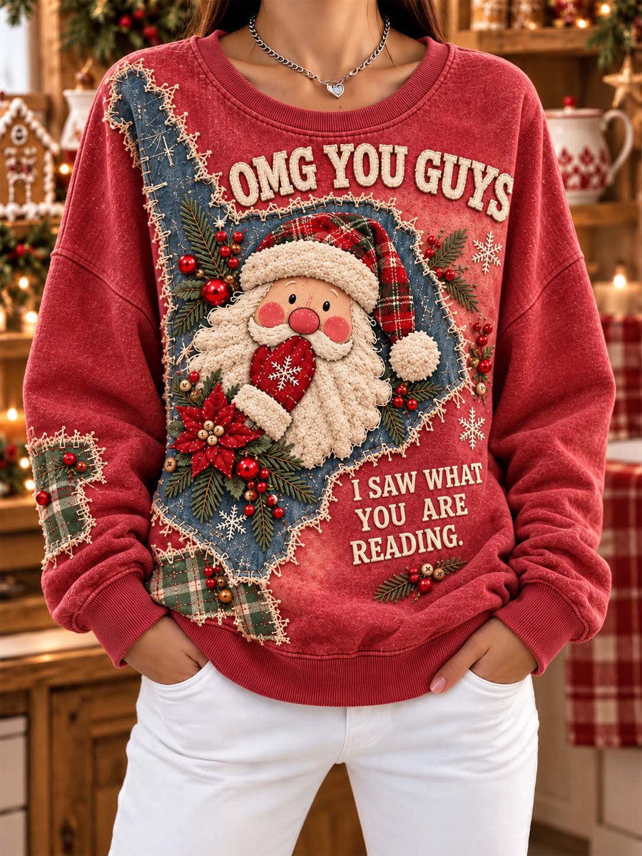 Women's Christmas Santa Claus printed Regular Sweatshirt