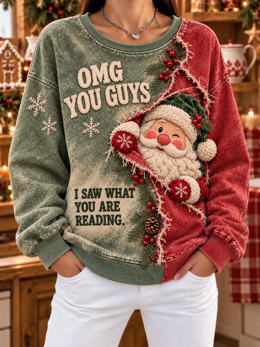 Women's Christmas Santa Claus printed Regular Sweatshirt