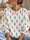 Women's Word Christmas Tree Crew Neck Sweater