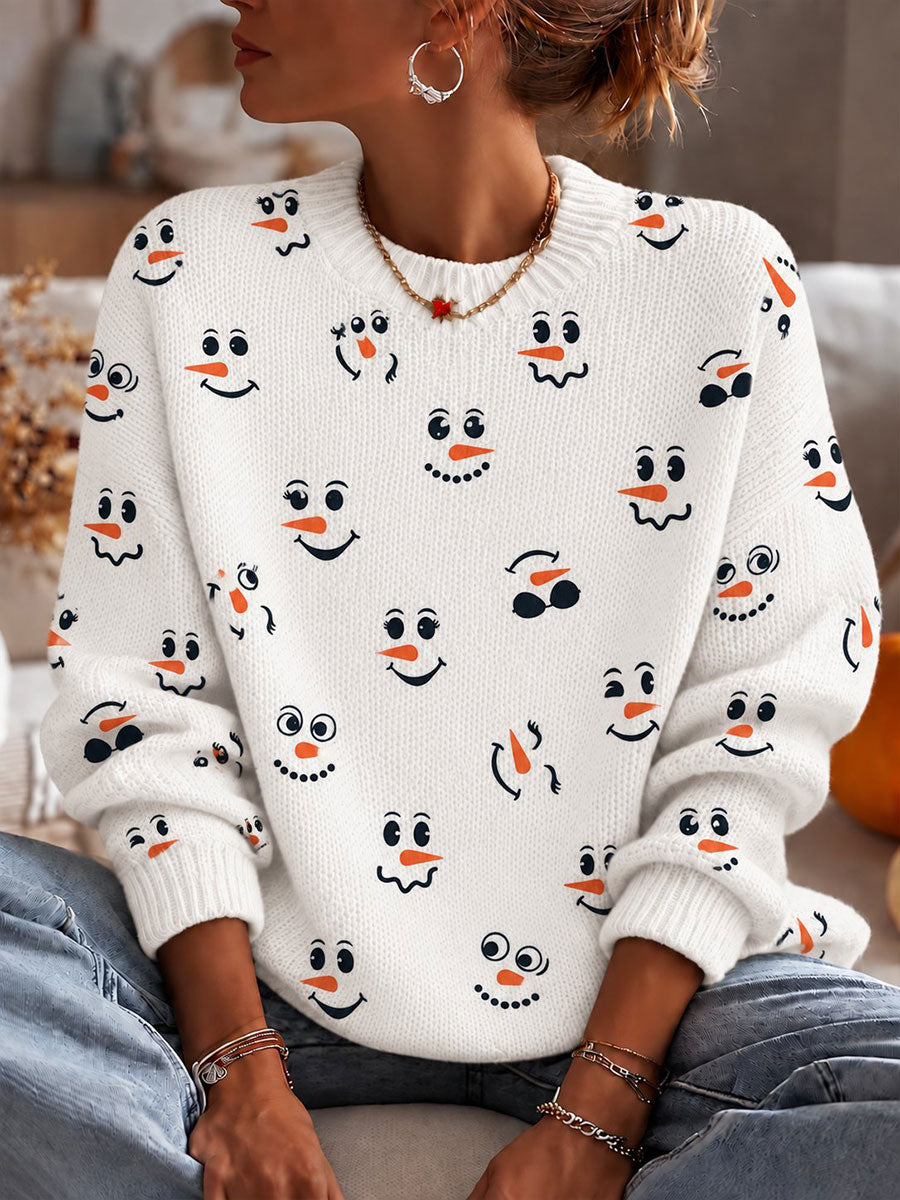 Women's Christmas Snowman Crew Neck Sweater