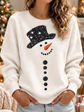 Women's Christmas Snowman Print Regular Sweatshirt