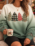Women's Merry Christmas Tree Art Printed Sweatshirt