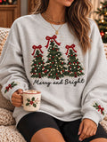 Women's Merry Christmas Tree Art Printed Sweatshirt