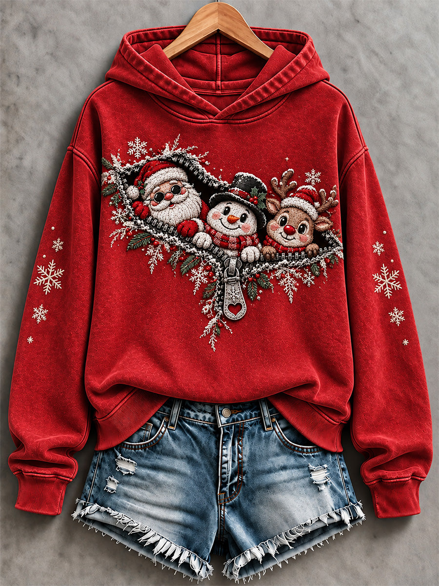 Women's Christmas Santa Zipper Print Sweatshirt