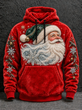 Men's Christmas Santa Printed Flannel Hoodie
