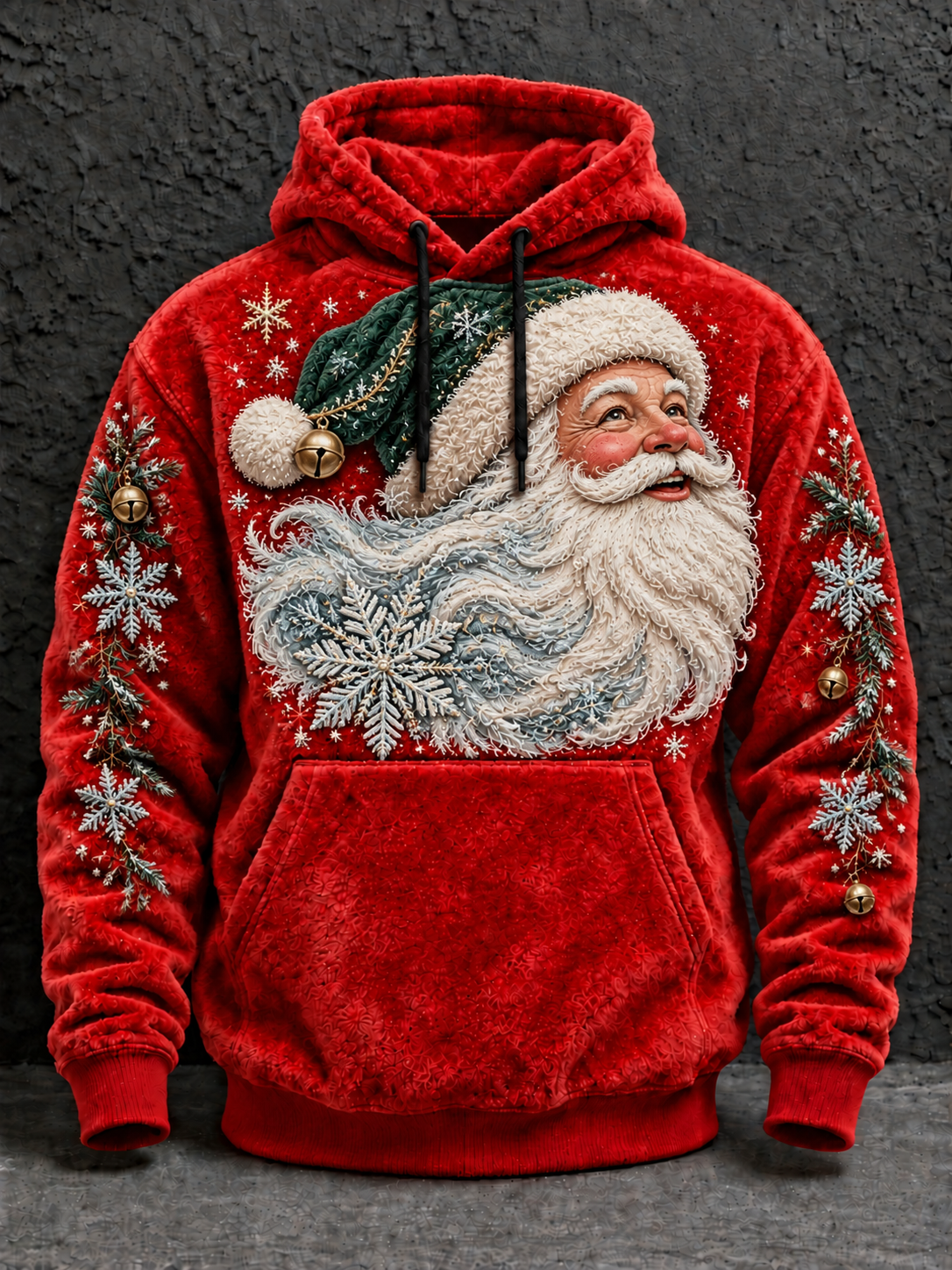 Men's Christmas Santa Printed Flannel Hoodie