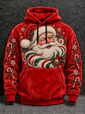 Men's Christmas Santa Printed Flannel Hoodie