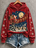 Women's Retro Style Santa Claus Christmas Print Casual Hoodie