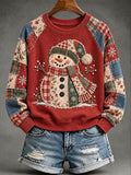 Women's Christmas Snowman Print Casual Raglan Sleeve Sweatshirt