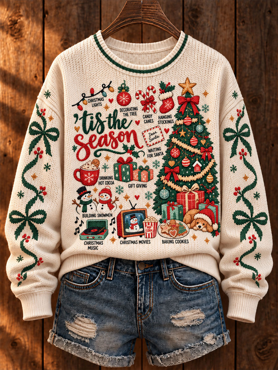 Women's Tis The Season Retro Christmas Print Sweater