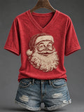 Women's Vintage Santa Claus Print T-shirt