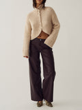 Asymmetric Hem Button Front Cropped Sweater