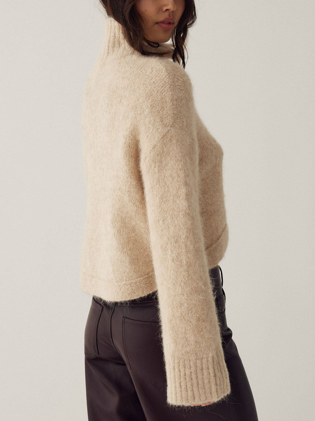 Asymmetric Hem Button Front Cropped Sweater